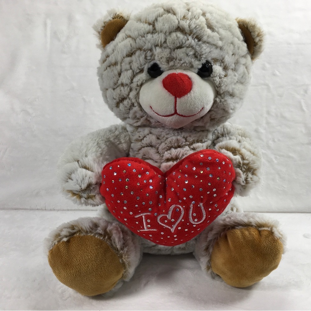Brown Bear Plush Frosted 11" I Love You Heart Midwood Brands Stuffed Animal Toy